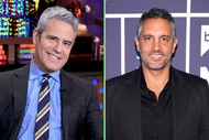 Split of Andy Cohen and Mauricio Umansky while they are at Watch What Happens