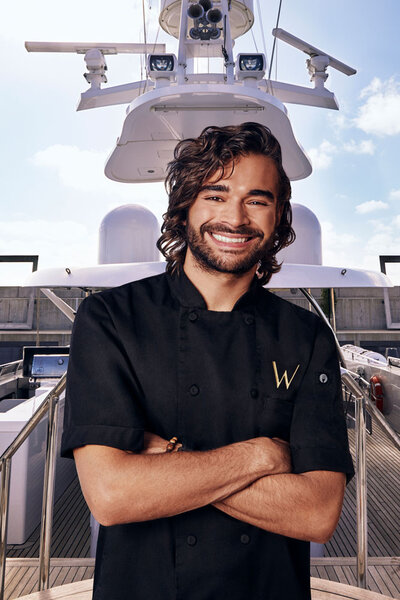 Hindrigo Lorran in his charter yacht chef uniform.