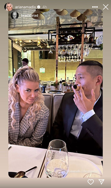 Ariana Madix and her boyfriend, Daniel Wai, at a restaurant having dinner together.