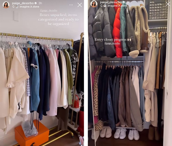 A series of Paige Desorbo's organized closet