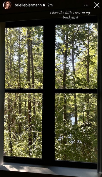 Brielle Biermann's view of her backyard with trees and a river.