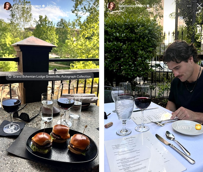 A series of Brielle Biermann on vacation with her fiance in Greenville.