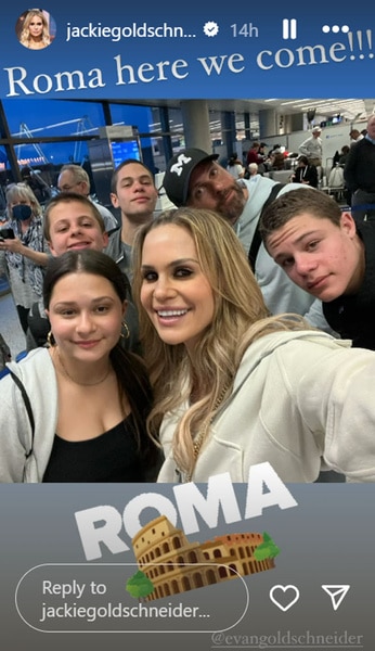 Jackie Goldschneider and her family at the airport heading to Rome Italy