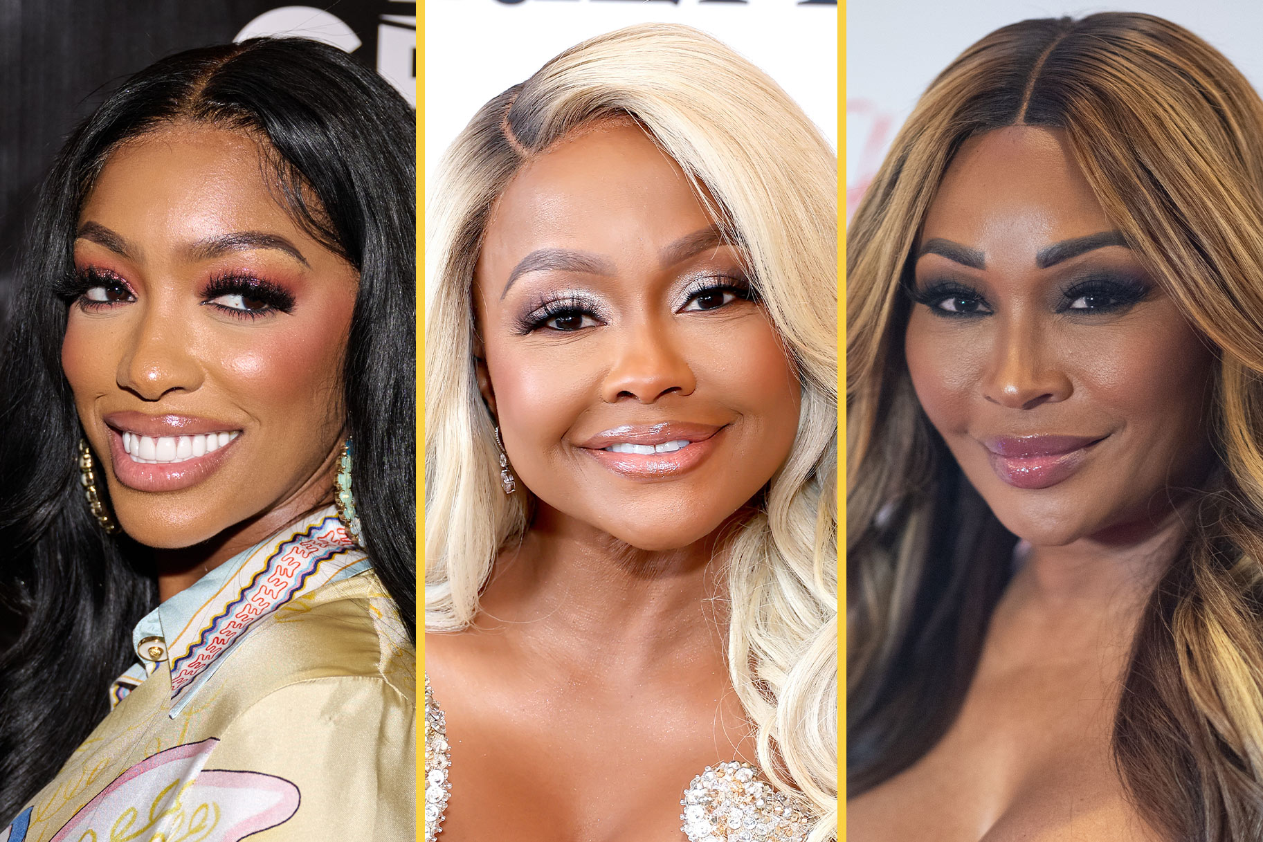 A split of Porsha Williams, Phaedra Parks, and Cynthia Bailey.