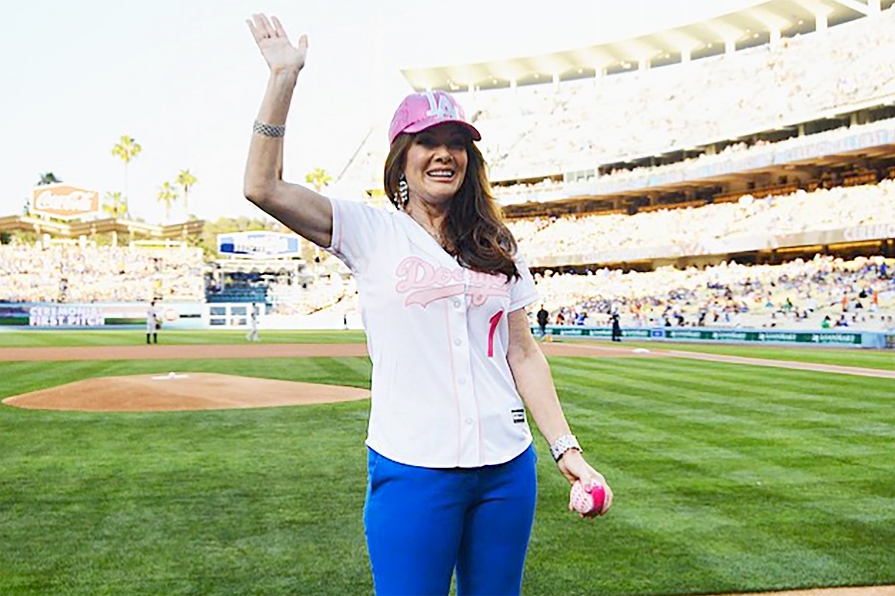 Desert woman lives out dream of throwing first pitch at Dodger Stadium