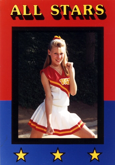 Gretchen Rossi in a cheerleading uniform as a teenager.