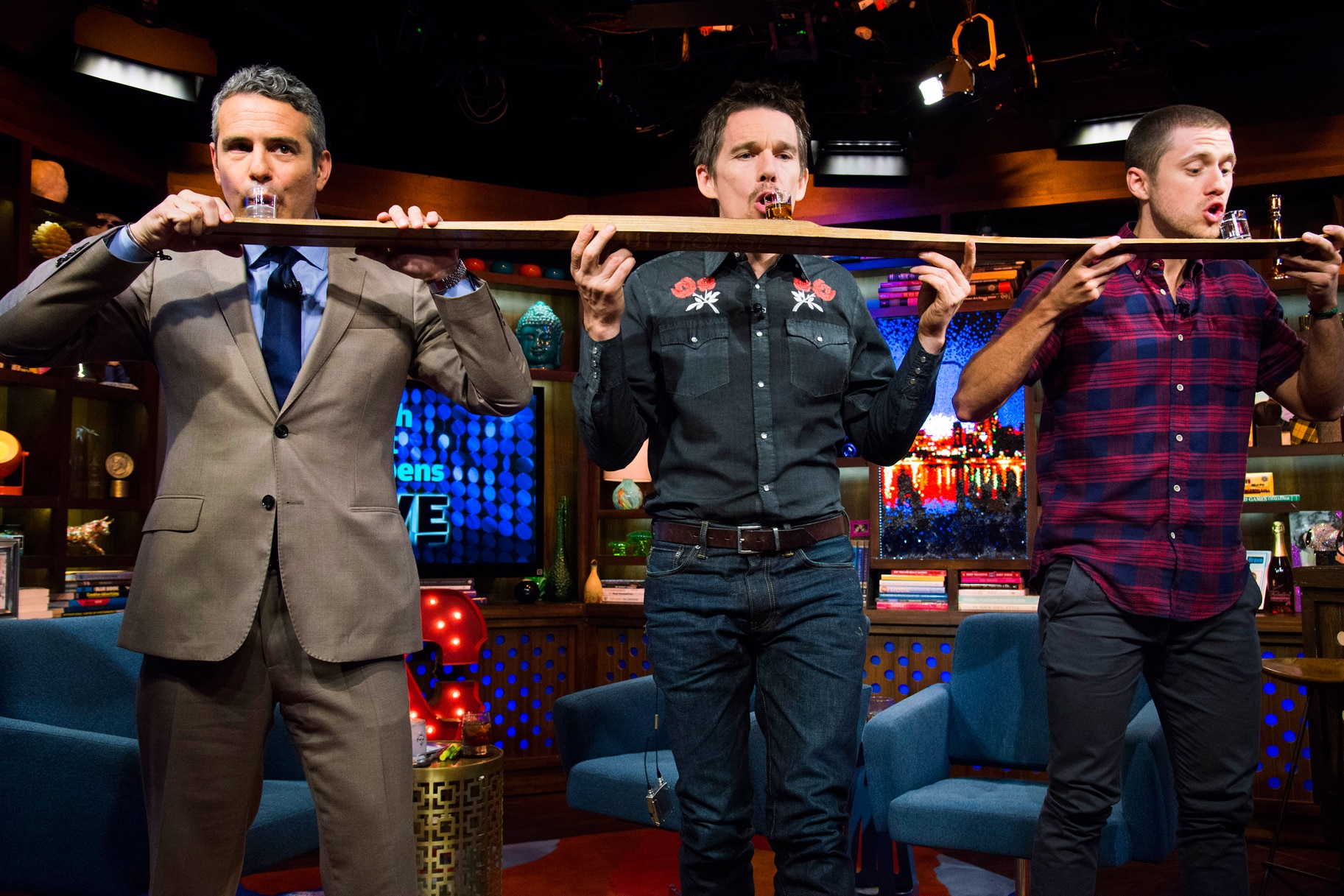 Aaron Tveit Ethan Hawke Watch What Happens Live With Andy Cohen Photos