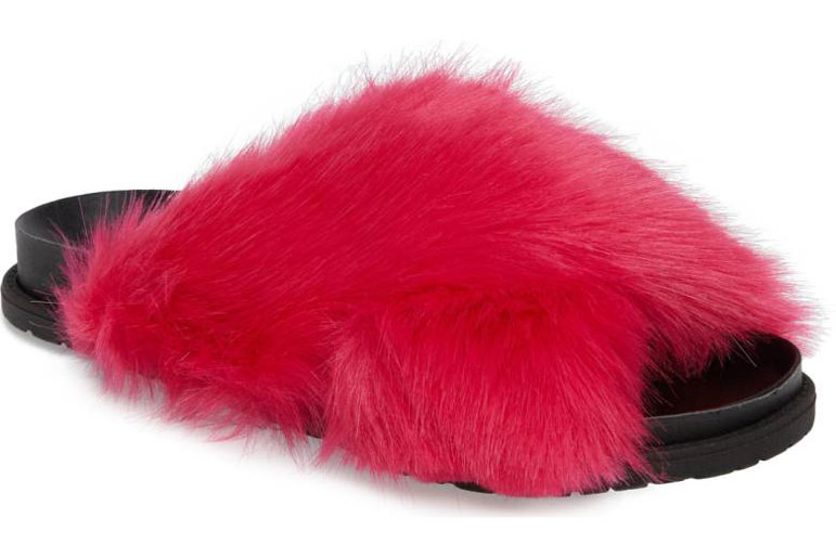 GIVENCHY Paris Pink Mink Fur Slide Sandals