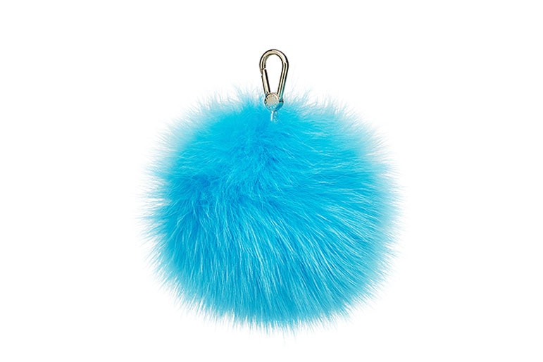 KENDALL & KYLIE Black Pom Pom Puffy Fur with Ears KEY CHAIN