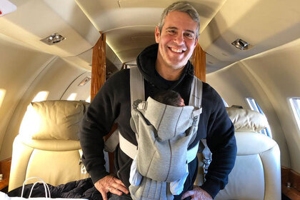 Andy Cohen and Baby Benjamin Allen on Private Jet