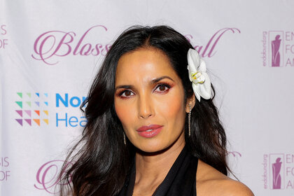 Padma Lakshmi at a red carpet event.