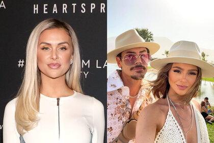 Split image of Lala Kent, Tom Sandoval, and Raquel Levis