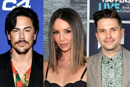 Split image of Tom Sandoval, Scheana Marie, and Tom Schwartz