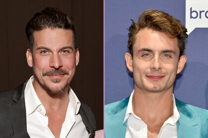 Split of Jax Taylor at Caesars Forum for Bravocon 2023, and James Kennedy at the Bravocon 2023 arrivals