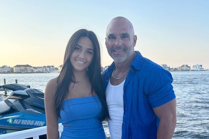 Joe Gorga and Antonia Gorga posing together at the Jersey Shore.