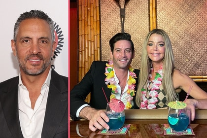 Split of Mauricio Umansky at a Homeless not Toothless event and Josh Flagg with Denise Richards at a tiki bar