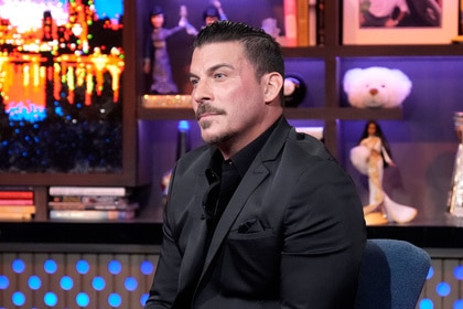 Jax Taylor sitting as a guest on Watch What Happens Live