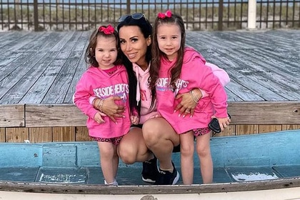 Rachel Fuda with her two daughters at Seaside Heights