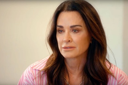 Kyle Richards looking sad and crying