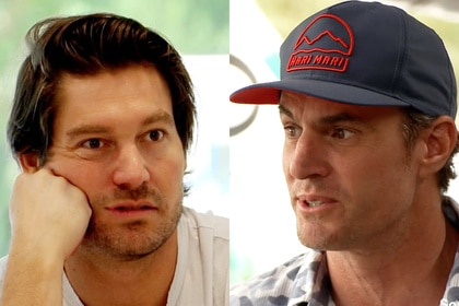 Split of Craig Conover wearing a tee shirt and Shep Rose wearing a baseball cap