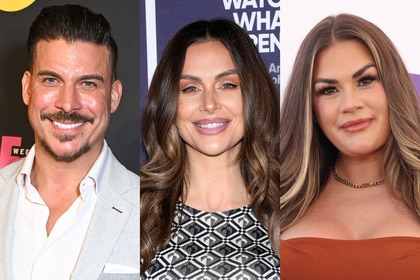 A split of Lala Kent, Jax Taylor, and Brittany Cartwright.