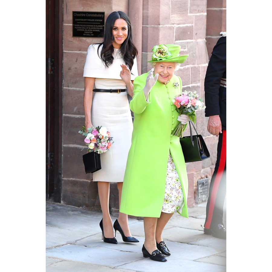 Meghan Markle Wears Givenchy Cape Dress with Queen Elizabeth | Style &  Living