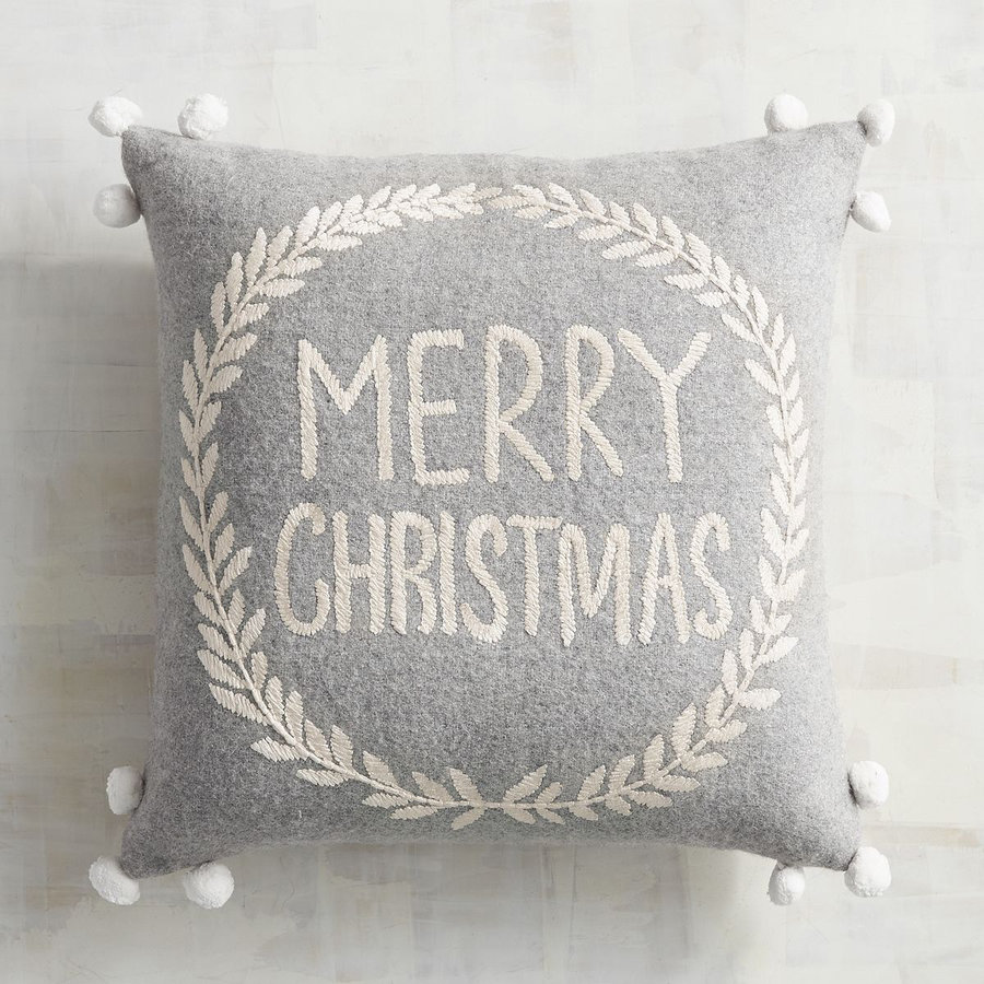 gray christmas throw pillows