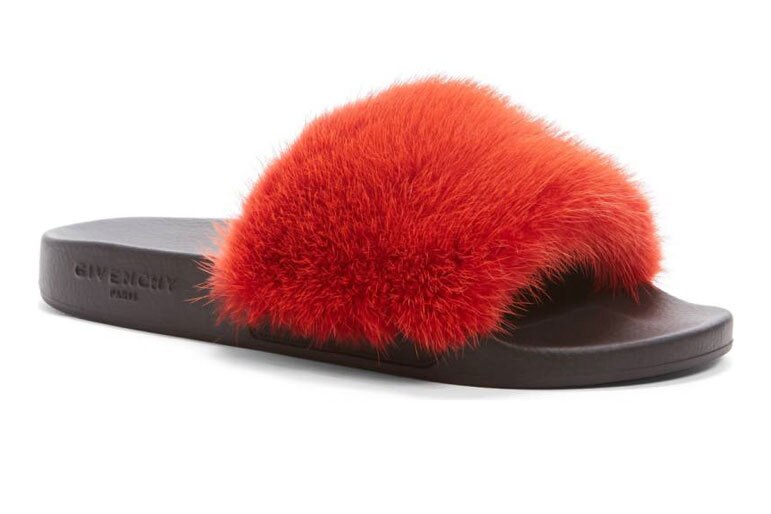 Givenchy Mink Fur Slides in Nude