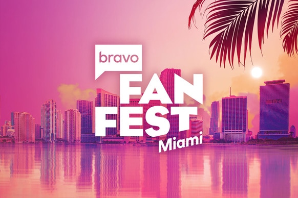 The Bravo Fan Fest Miami logo overlaid onto the Miami skyline.