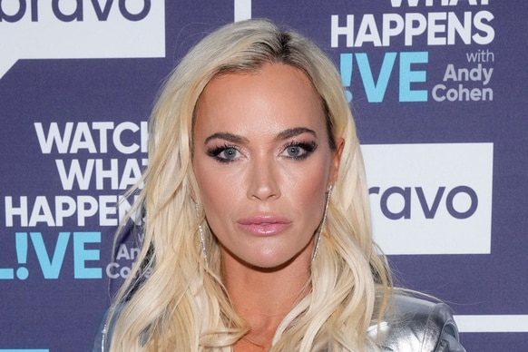 Teddi Mellencamp in front of a step and repeat at the Watch What Happens Live clubhouse in New York City.
