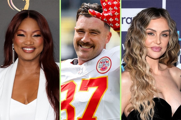 A split of Garcelle Beauvais, Travis Kelce, and Lala Kent.