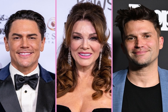 A split of Lisa Vanderpump, Tom Sandoval, and Tom Schwartz.