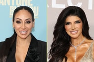 Split of Melissa Gorga at a movie premiere red carpet and Teresa Giudice at a Variety event