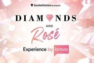 Pink diamond cut background with a Bucketlisters presents Diamonds And Rose Experience and Bravo logo