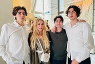 Adrienne Maloof stands with all three of her Sons, Gavin Nassif, Christian Nassif, Colin Nassif