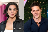 Split of Katie Maloney at a shopping event and Connor Newsum on Love Island USA