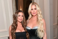 Kim Zolciak and Brielle Biermann wear strapless dresses at a gala