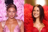 A split of Gigi Hadid and Bella Hadid at the Victoria's Secret Fashion Show.