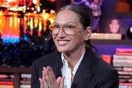 Jenna Lyons smiling while at the Watch What Happens Live clubhouse in New York City.