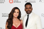 Kyle Richards and Justin Sylvester on the red carpet of Elton John AIDS Foundation's 32nd Annual Academy Awards Viewing Party