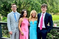 Sutton Stracke with her Children, Porter stracke, Philip Stracke, and James Stracke at a wedding together.