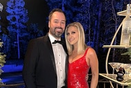 Travis Mullen and Gina Kirschenheiter at a holiday party together