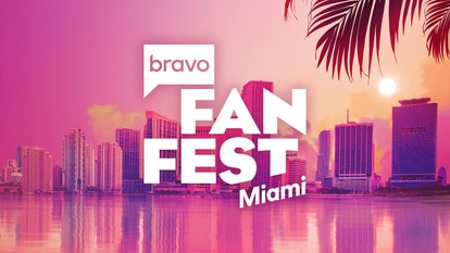 The Bravo Fan Fest Miami logo overlaid onto the Miami skyline.