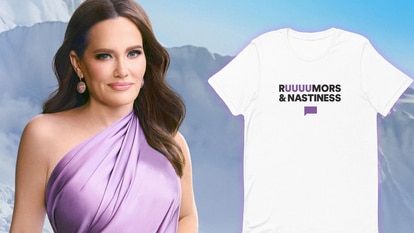 Meredith Marks and a Tee Shirt with "Ruumors and Nastiness" written on it.