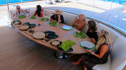 Charter Guests during lunch on the yacht on BDSY