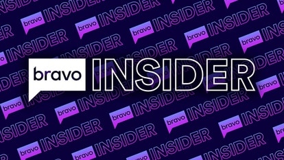 The Bravo Insider logo overlaid on a repeating purple logo pattern on a dark blue background