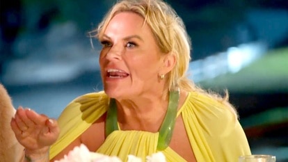 Heather Gay at an outdoor dining table during The Real Housewives of Salt Lake City Season 4 Episode 16