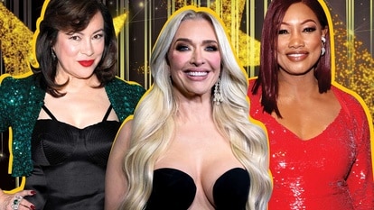 Jennifer Tilly, Erika Jayne and Garcelle Beauvais on a black and gold star background