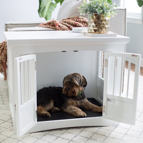 Boomer & george wooden pet crate end table in espresso finish with metal accents best sale