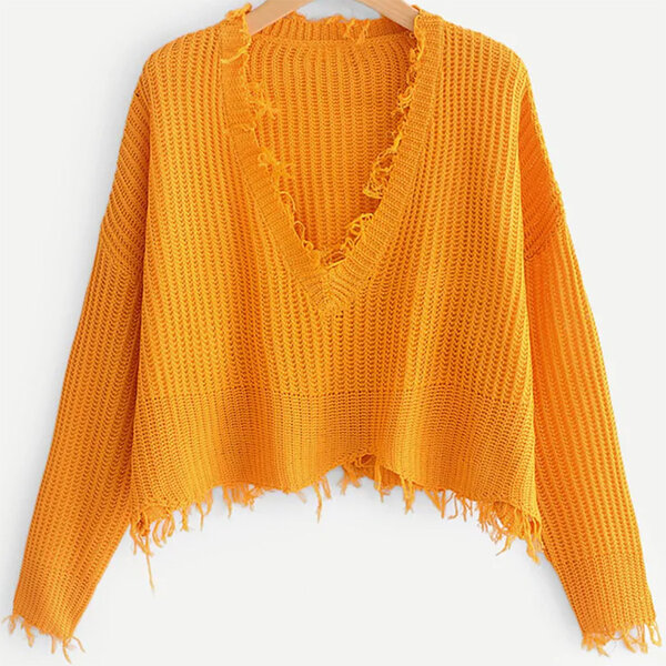 Frayed trim hotsell drop sweater